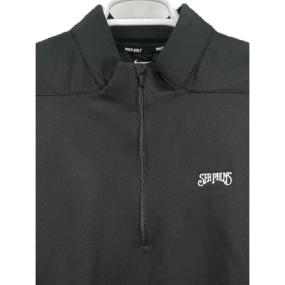 Nike Golf Mens 1/4 Zip Long Sleeve Pullover Shirt Black XL Sea Palms Resort